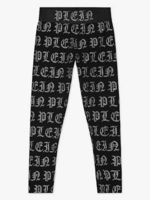 Philipp Plein Junior logo-print rhinestone-embellished leggings