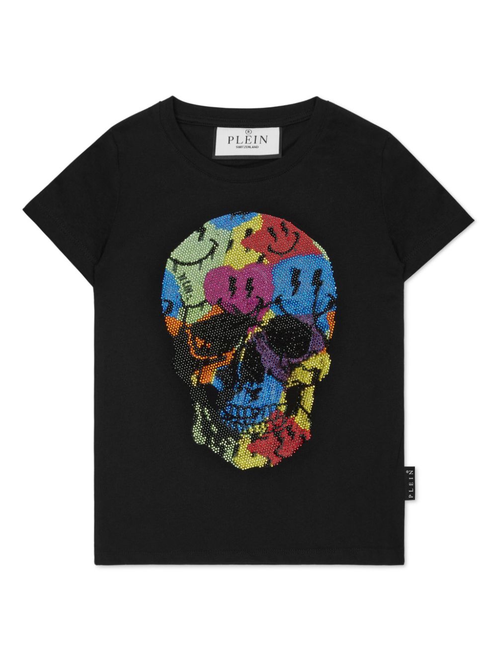 Philipp Plein Kids' Pure Smile Crystal-embellished T-shirt In Black