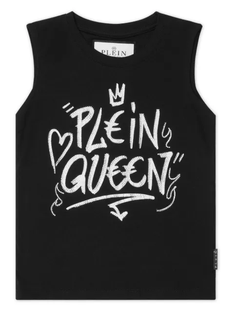 Philipp Plein Junior Camiseta com estampa grafite e cristais