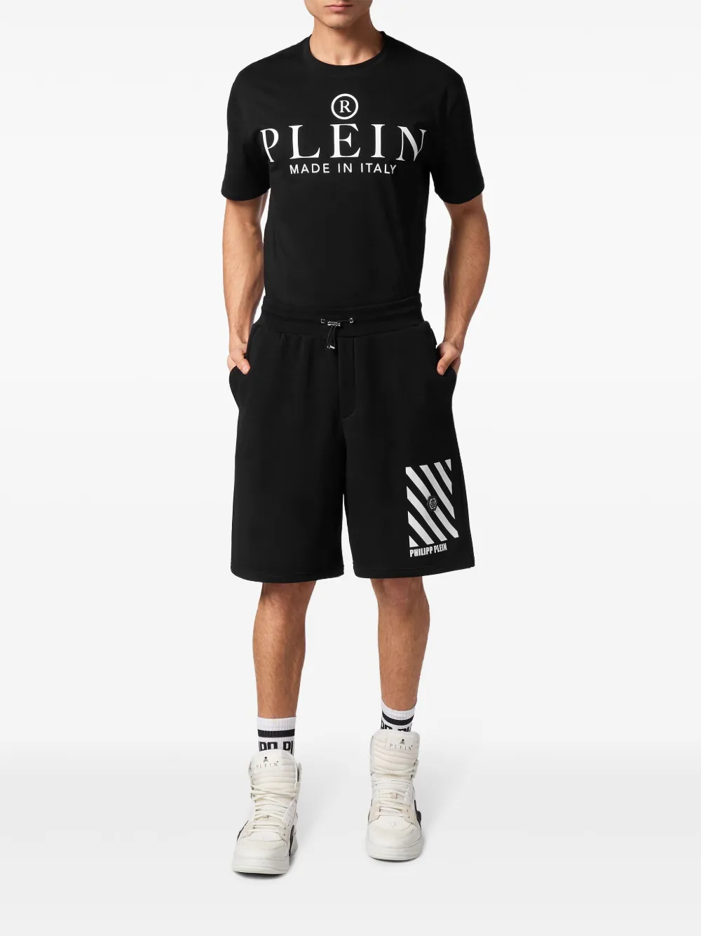 Philipp Plein Stripe-detail track shorts - Zwart