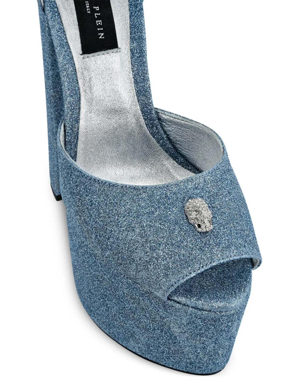 Philipp Plein Glitter 120mm Platform Sandals In Blue