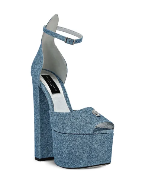 Philipp Plein Glitter 120mm platform sandals SADSWSA0657PTE120N - 1