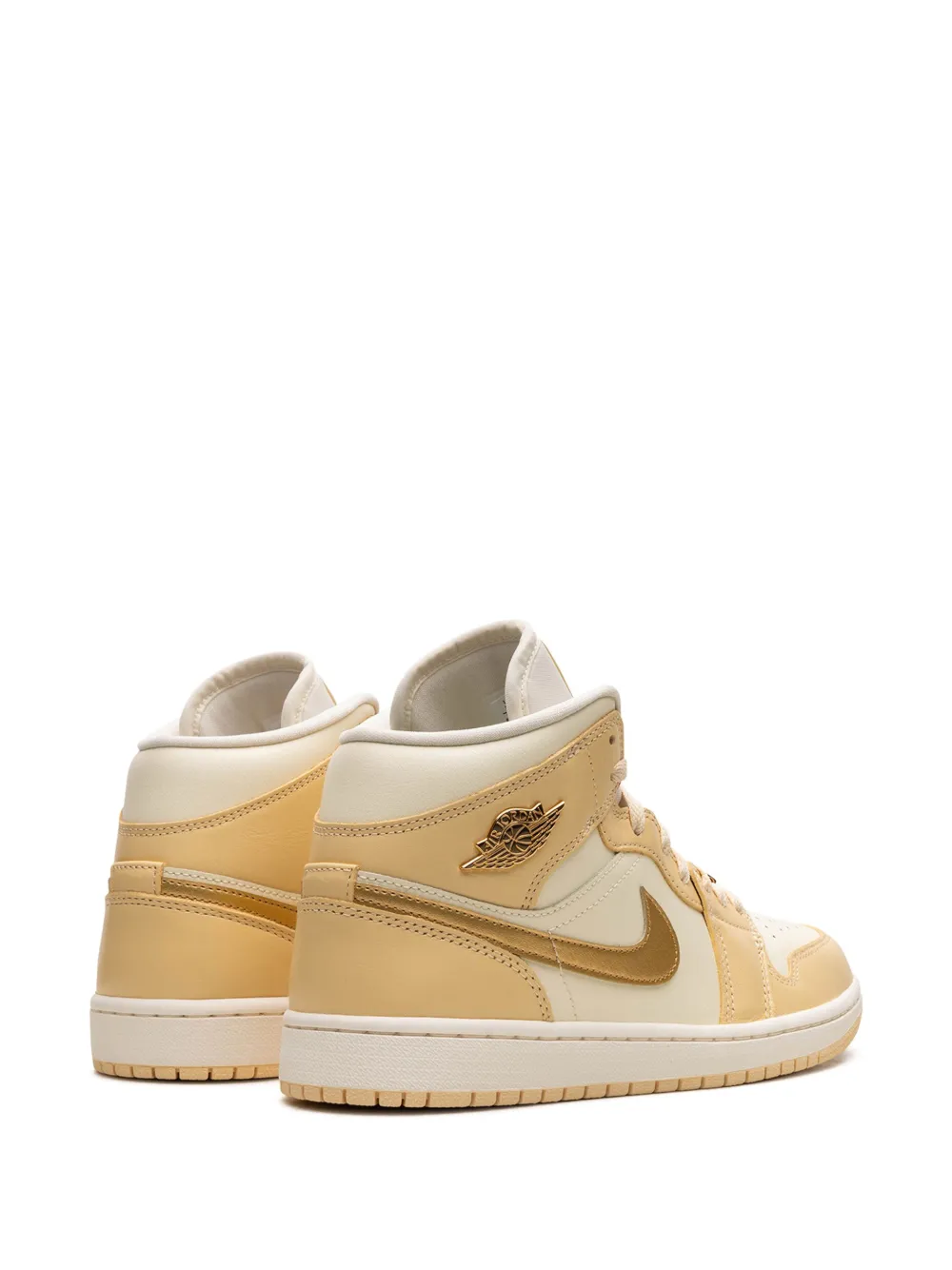 Shop Jordan Air  1 Mid "pale Vanilla / Coconut Milk / Sail / Metallic Gold" Sneakers In Yellow