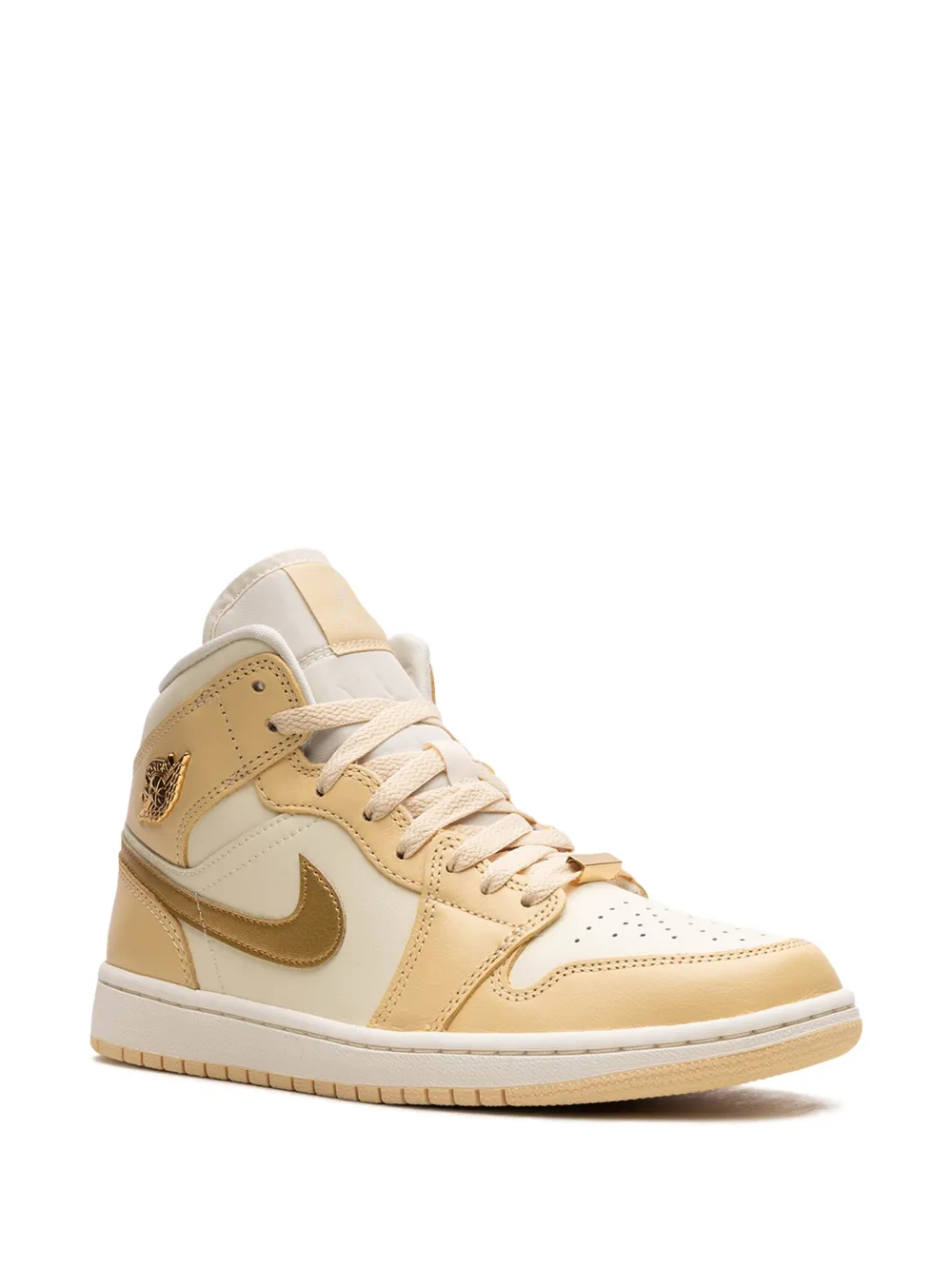 Shop Jordan Air  1 Mid "pale Vanilla / Coconut Milk / Sail / Metallic Gold" Sneakers In Yellow