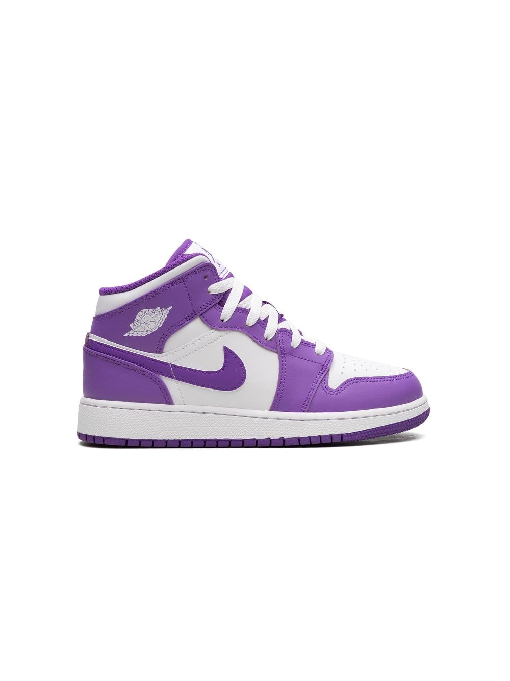 Shop Jordan Air  1 Mid "white Purple" Sneakers