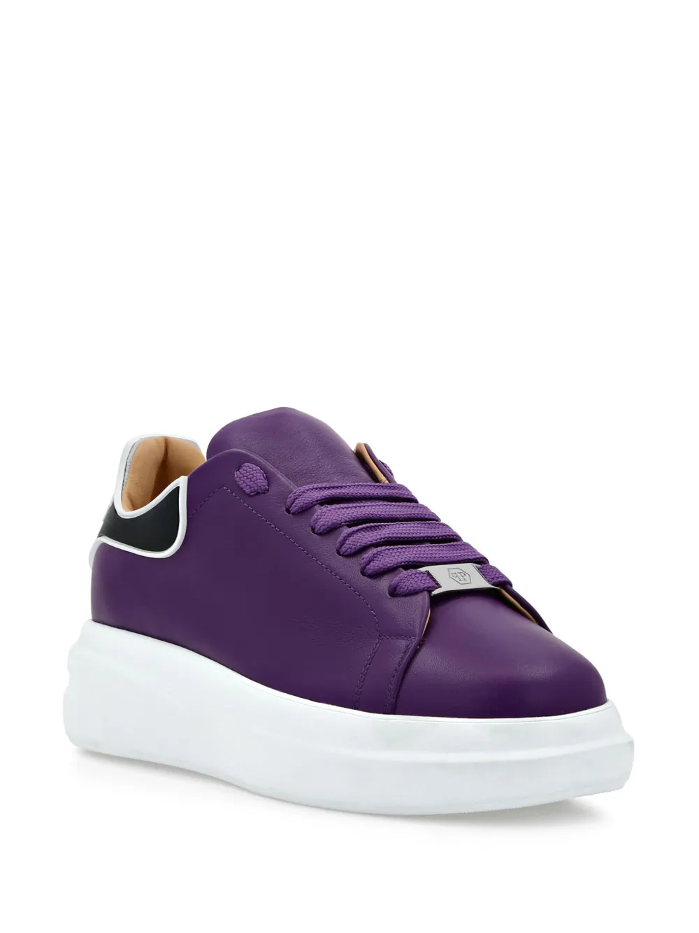 Philipp Plein leather low-top sneakers Purple