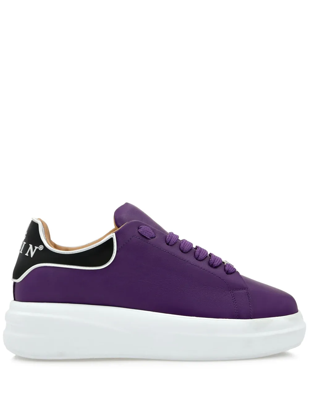 Philipp Plein leather low-top sneakers Purple