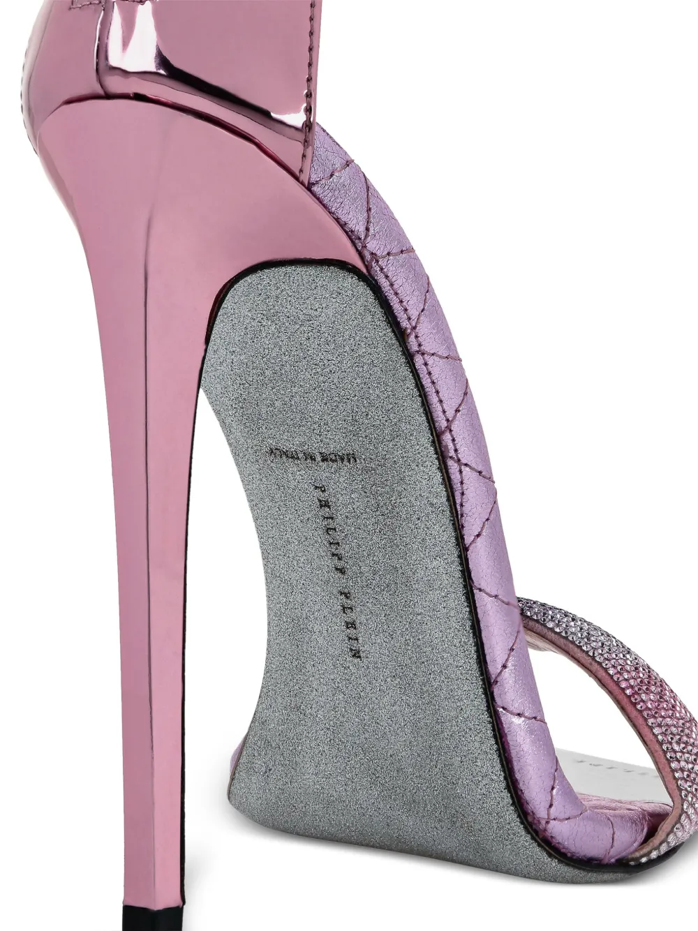 Philipp Plein Mirror Crystal 120mm stud-embellished sandals Pink