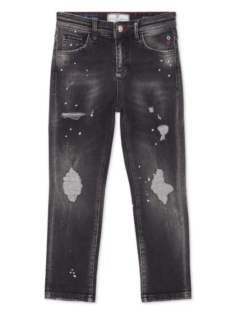Philipp Plein Junior Calça jeans reta destroyed