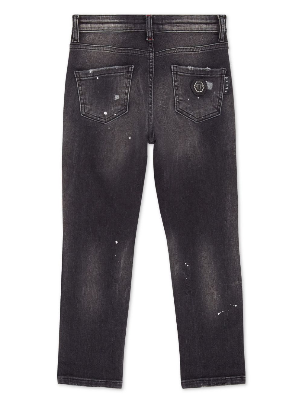 Shop Philipp Plein Ripped-detail Straight-leg Jeans In Black