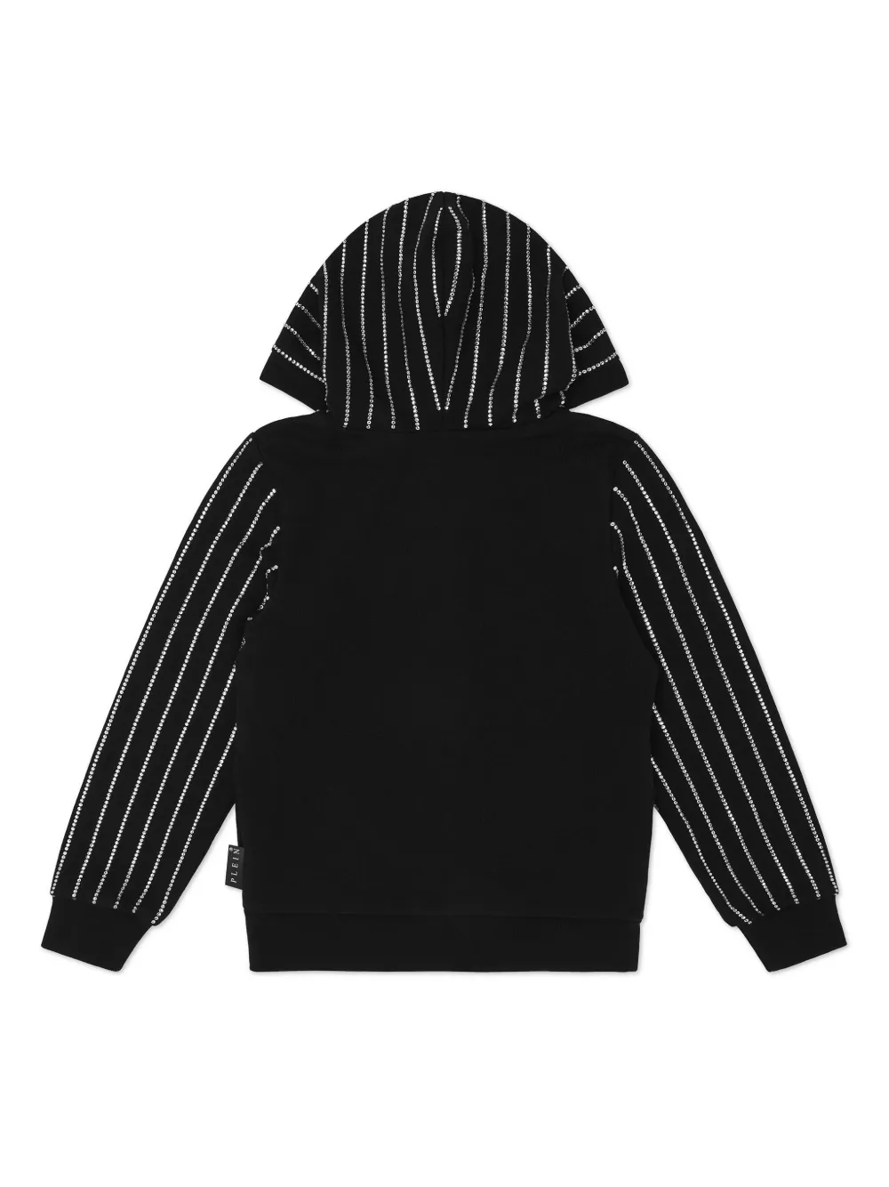 philipppleinjunior Philipp Plein Junior Hoodie verfraaid met kristallen en rits - Zwart