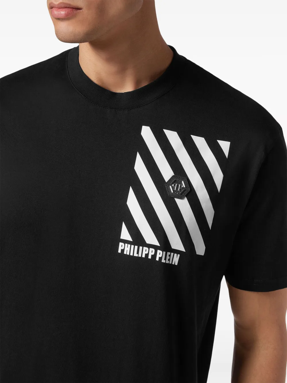 Philipp Plein Katoenen T-shirt met logopatch Zwart