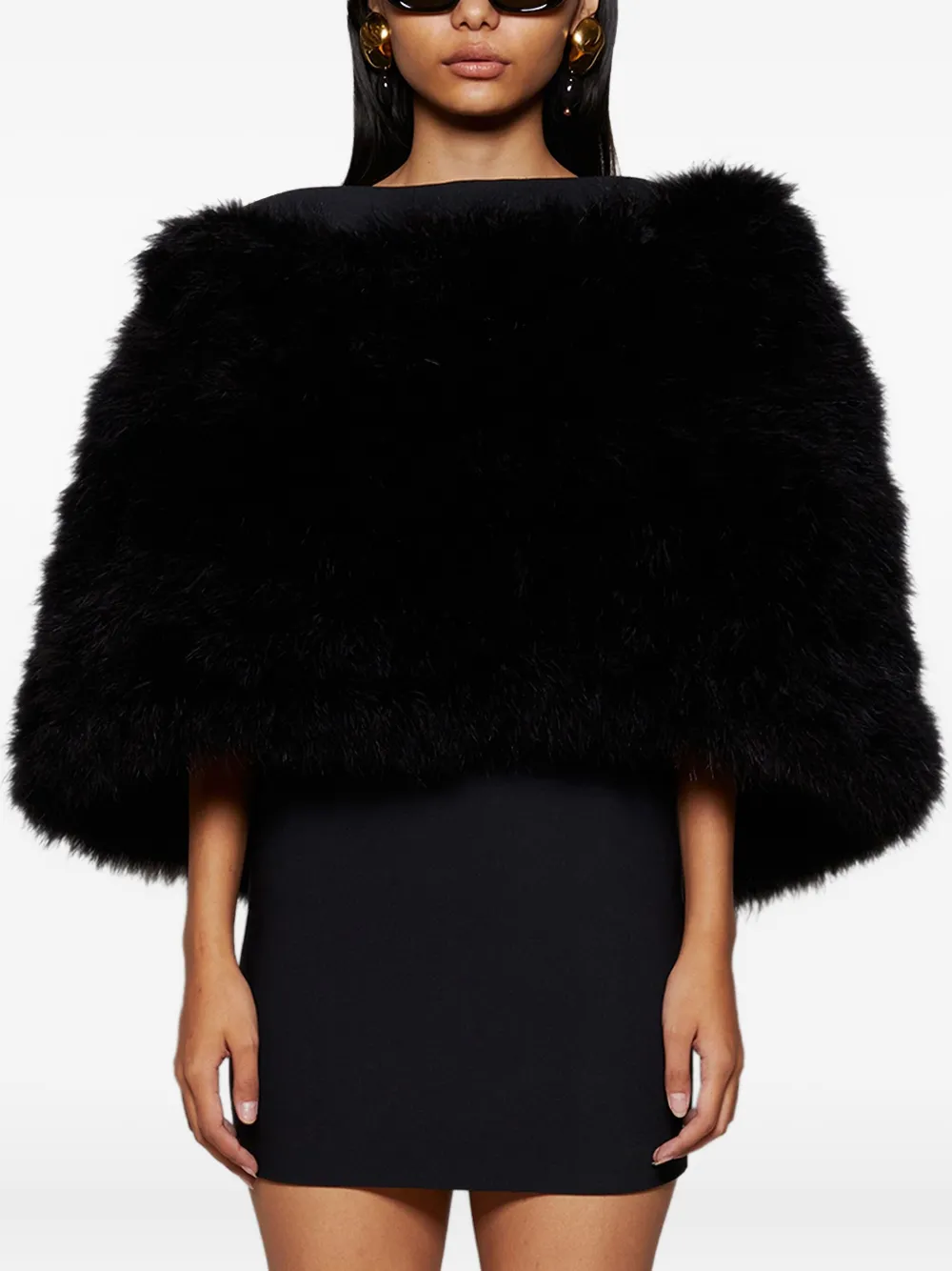The Attico Minikleid mit Faux-Fur-Besatz - Schwarz