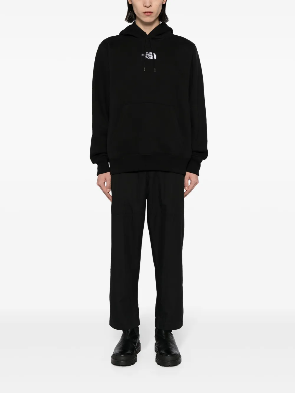 The North Face logo-embroidered cotton blend hoodie - Zwart