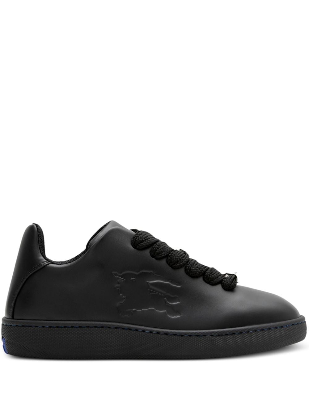 Shop Burberry Box Logo-embossed Leather Sneakers In Black