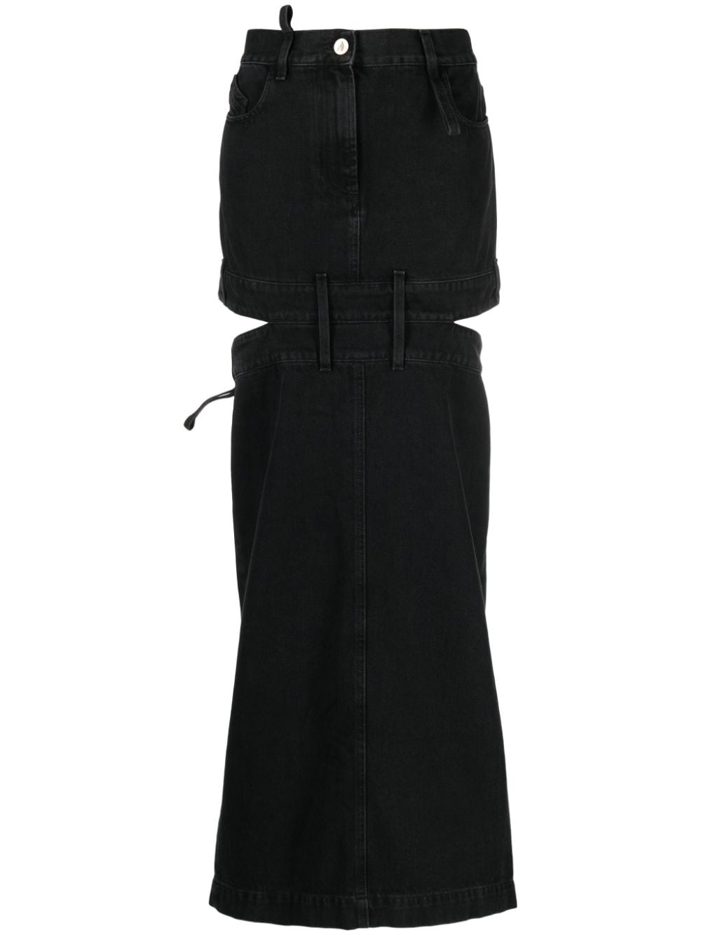Shop Attico Midi Denim Skirt In Black