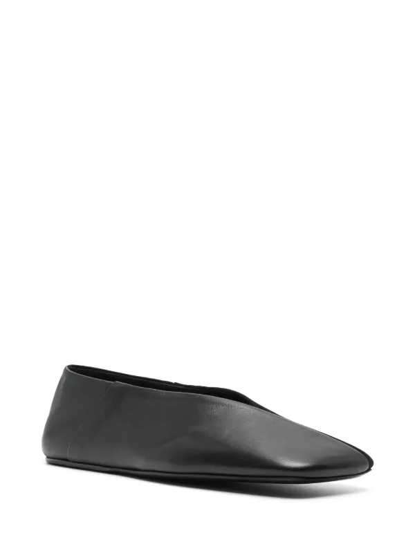 【冬バーゲン★特別送料無料！】 Jil Sander square-toe Leather Ballerina Shoes | Black | FARFETCH 靴