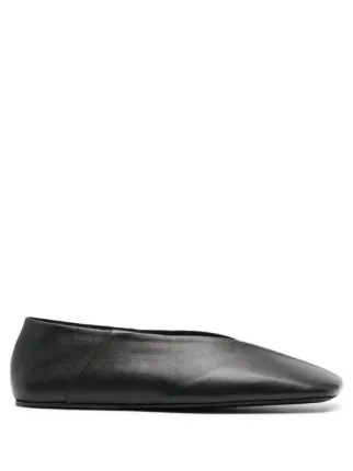 Jil Sander square-toe Leather Ballerina Shoes | Black | FARFETCH