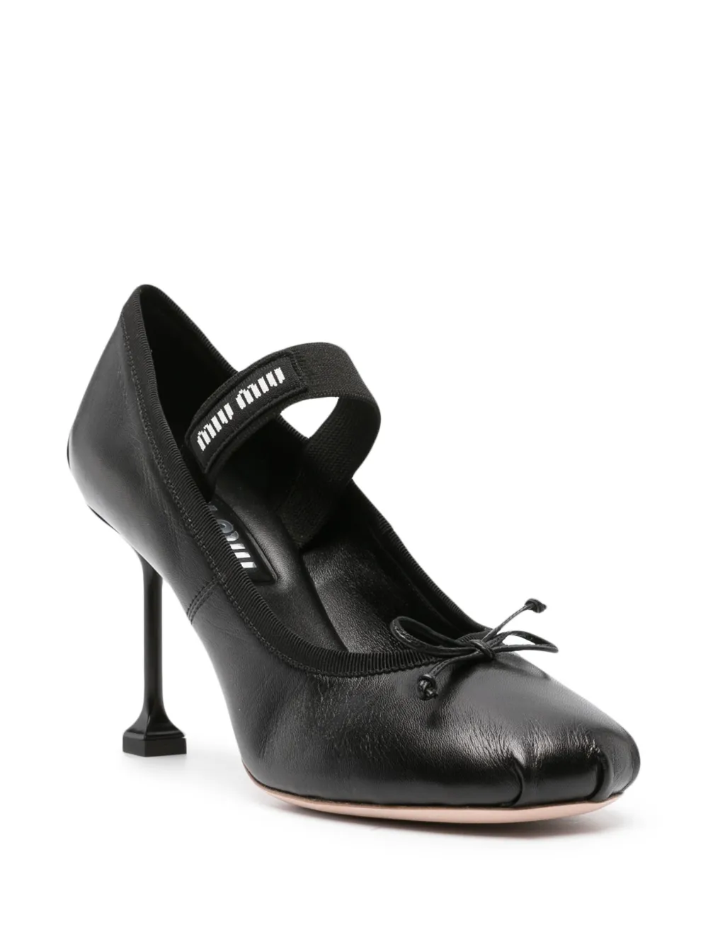 Miu Miu 90 mm leren pumps met logoprint - Blauw