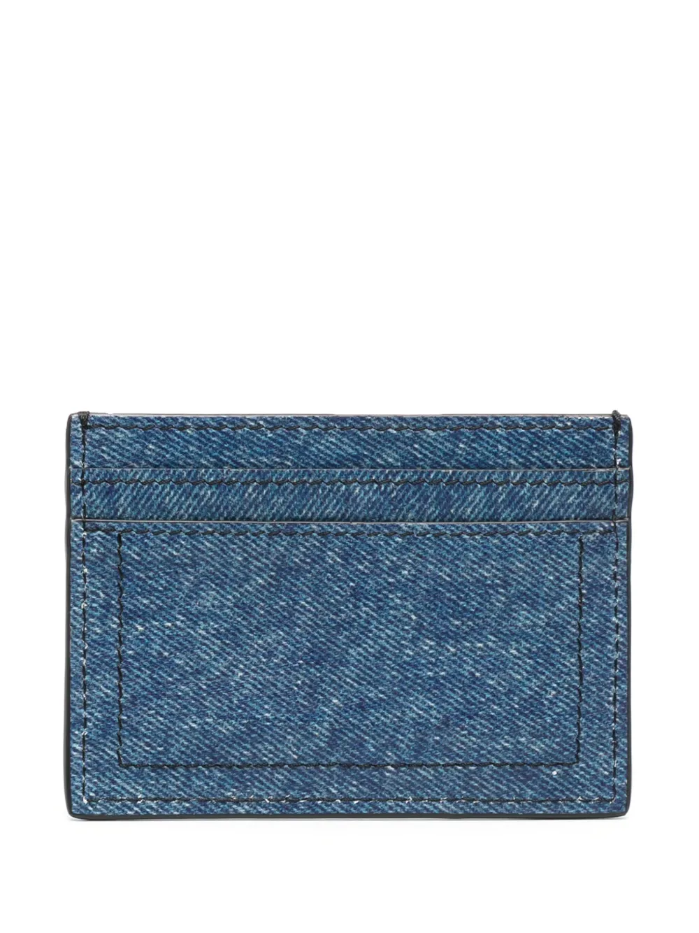 Shop Moschino Logo-lettering Denim Cardholder In Blue