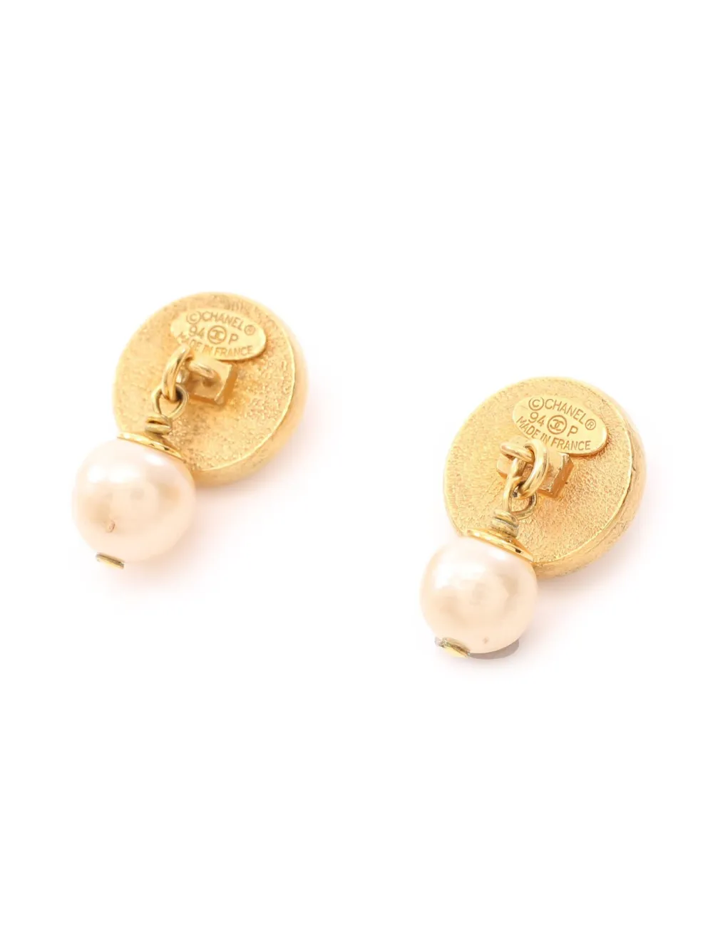 CHANEL Pre-Owned 1986-1988 faux-pearl button cufflinks - Goud