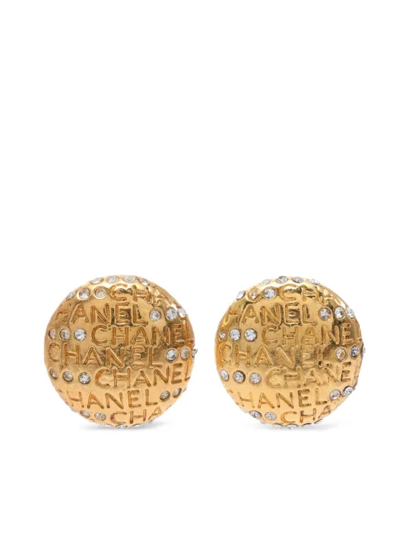 CHANEL Pre Owned 1986 1988 logo engraved clip on Earrings Farfetch