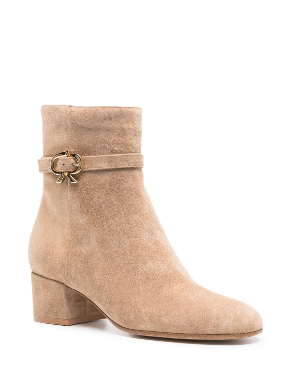 Shop Gianvito Rossi Ribbon 45mm Suede Ankle Boots In Brown