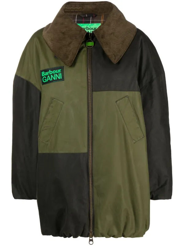 Barbour x GANNI Panelled Bomber Jacket Farfetch