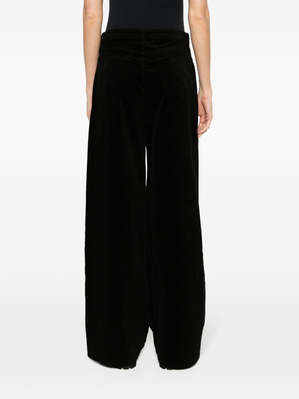 Shop L Agence Maghra Mid-rise Wide-leg Velvet Trousers In Black