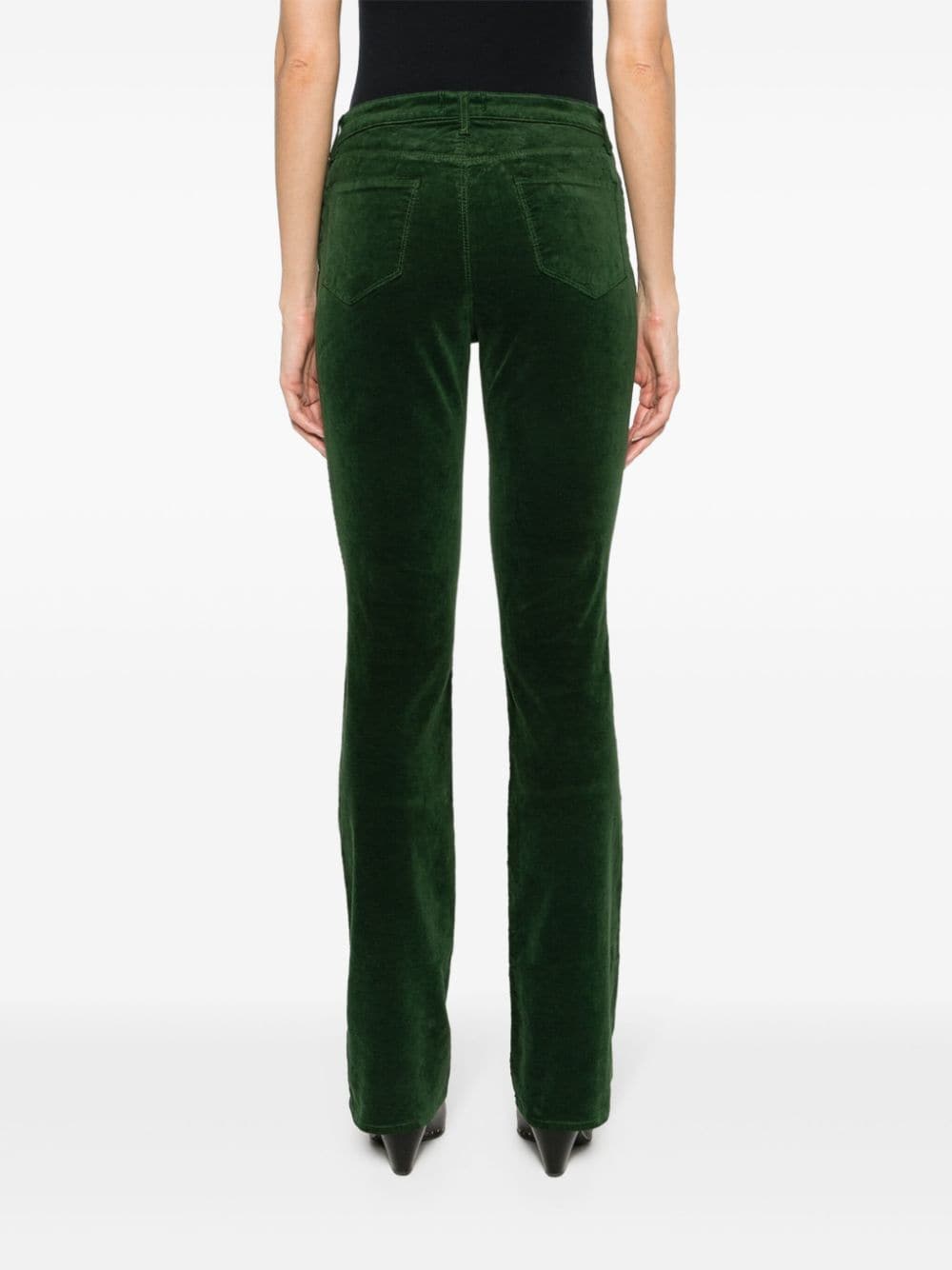 Shop L Agence Stevie Mid-rise Flared Velvet Trousers In Green