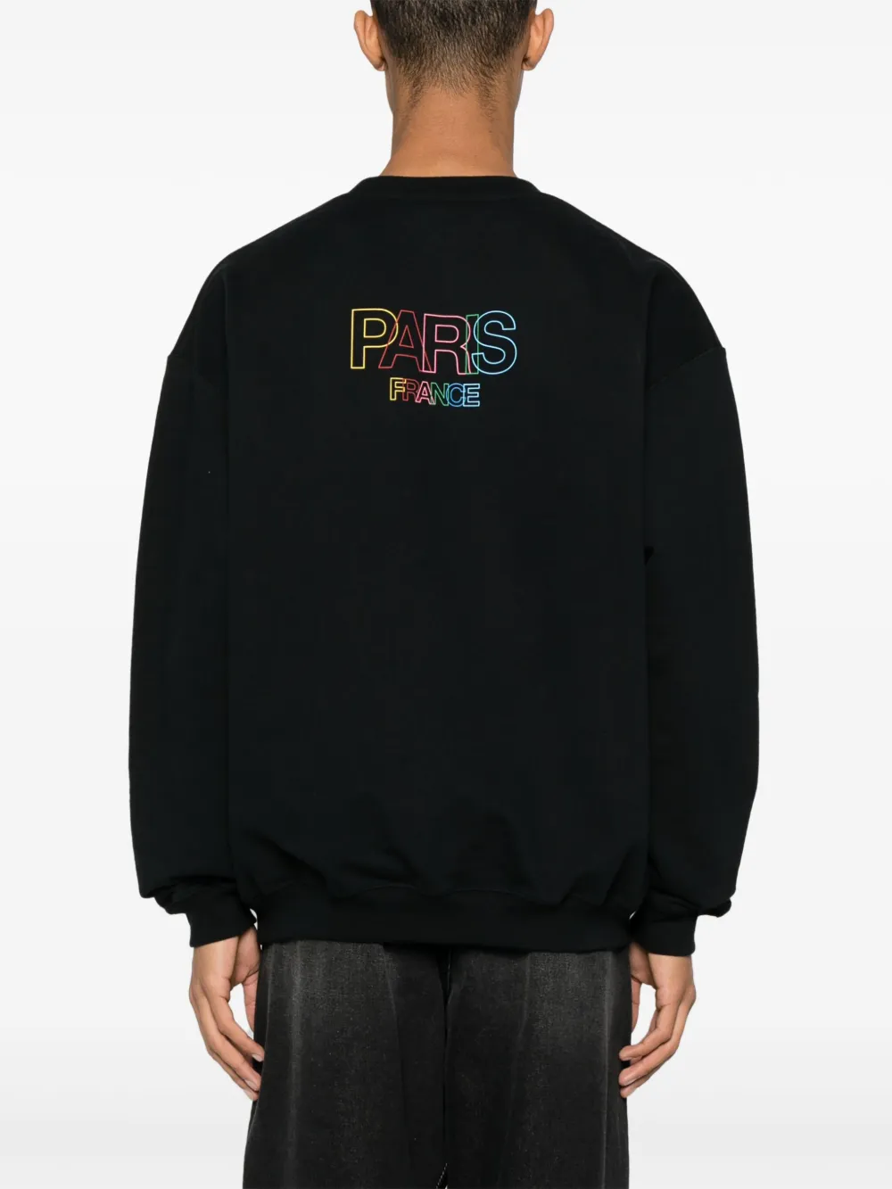 Shop Vtmnts Logo-print Crew-neck Sweatshirt In Black