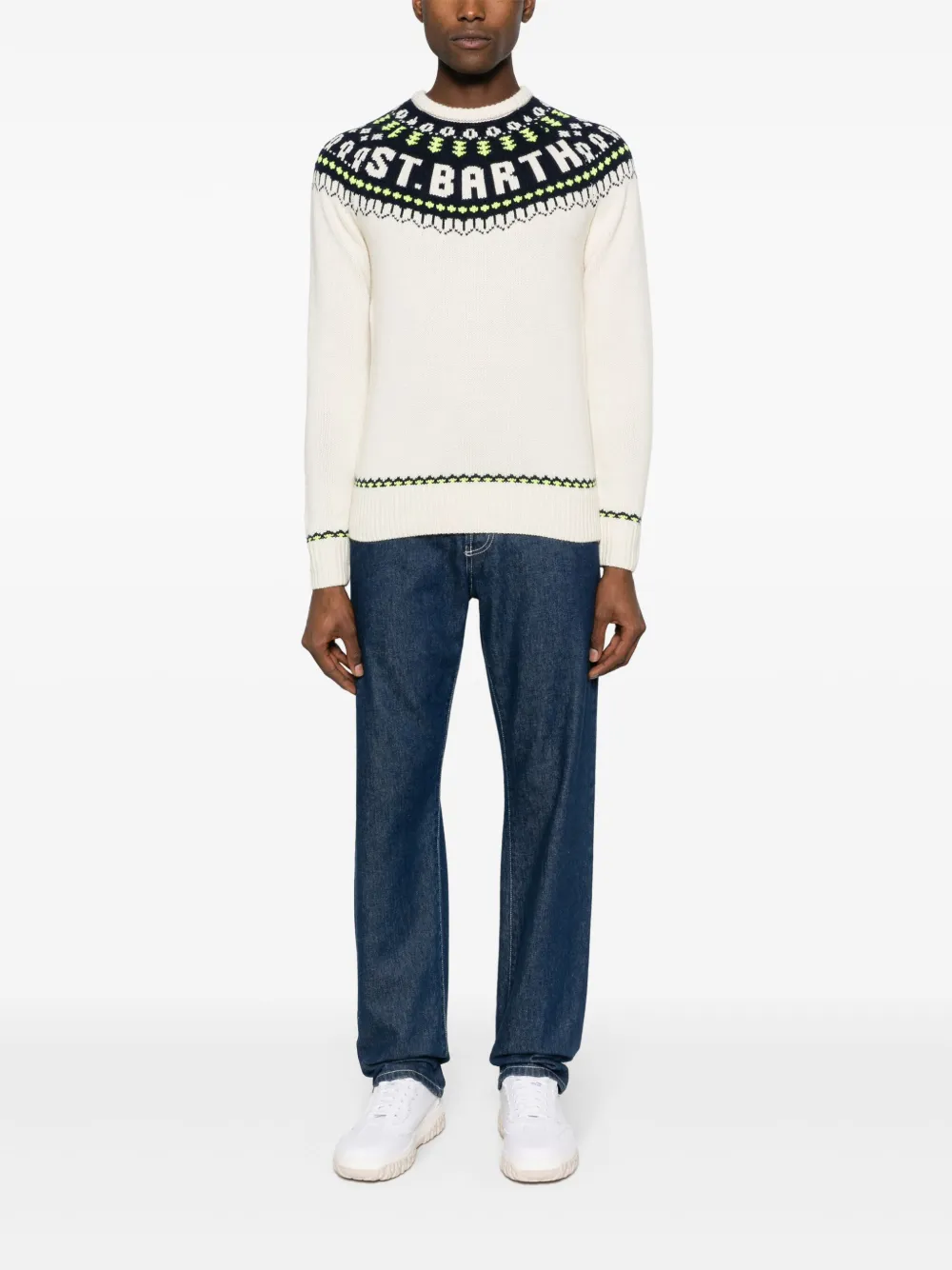 MC2 Saint Barth Fair Isle logo-instarsia knitted jumper - Wit