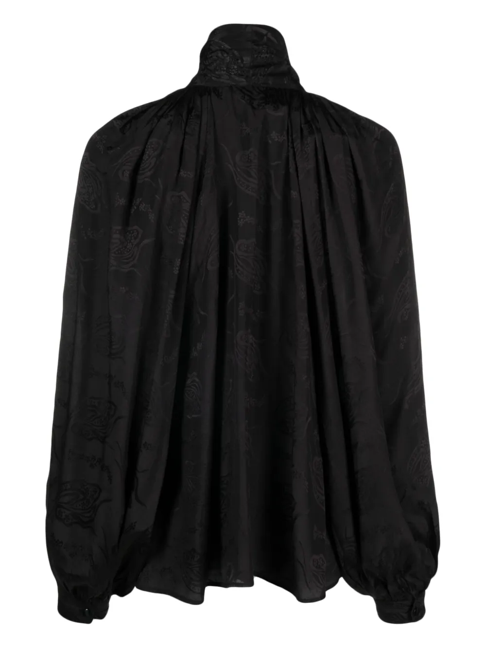 byTiMo Satijnen blouse met bloemenprint - Zwart
