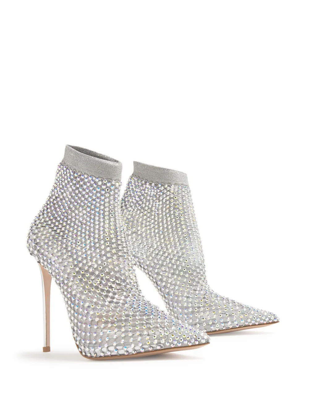 Shop Le Silla Gilda 120mm Leather Boots In Silver