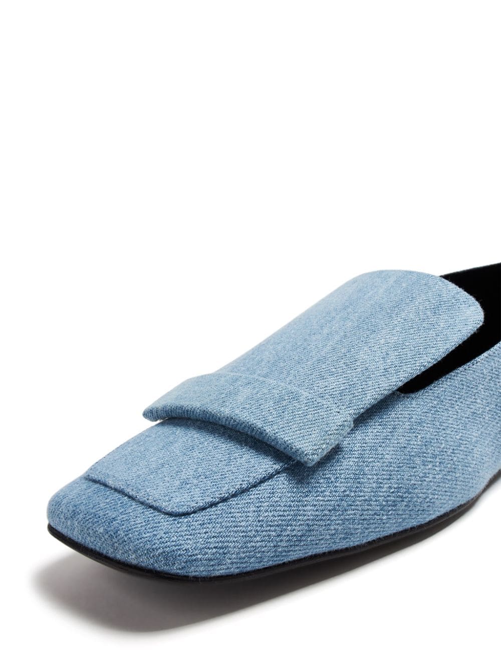 Shop Sergio Rossi Square-toe Denim Loafers In Blue