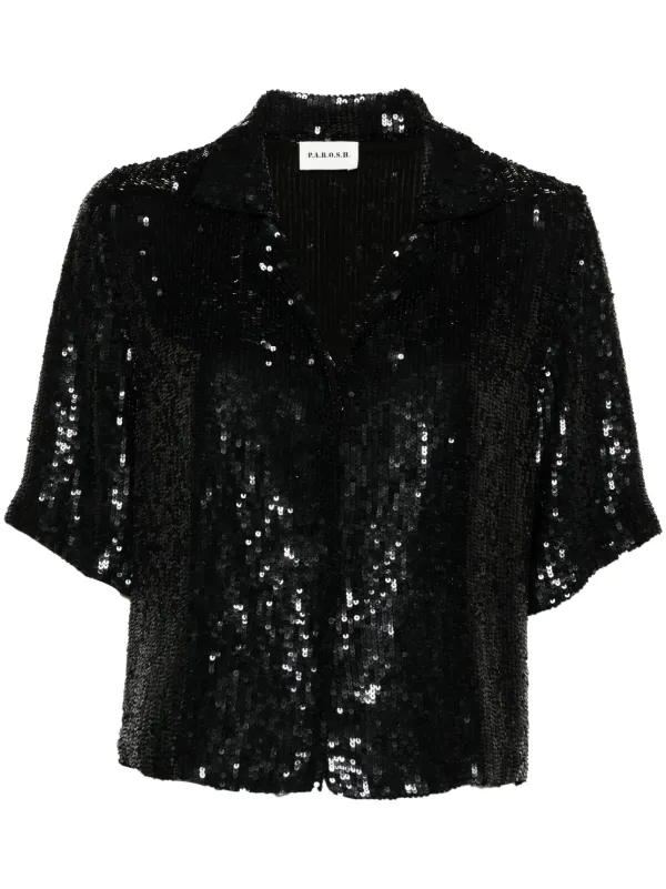 P.A.R.O.S.H. sequin embellished V neck Shirt Farfetch