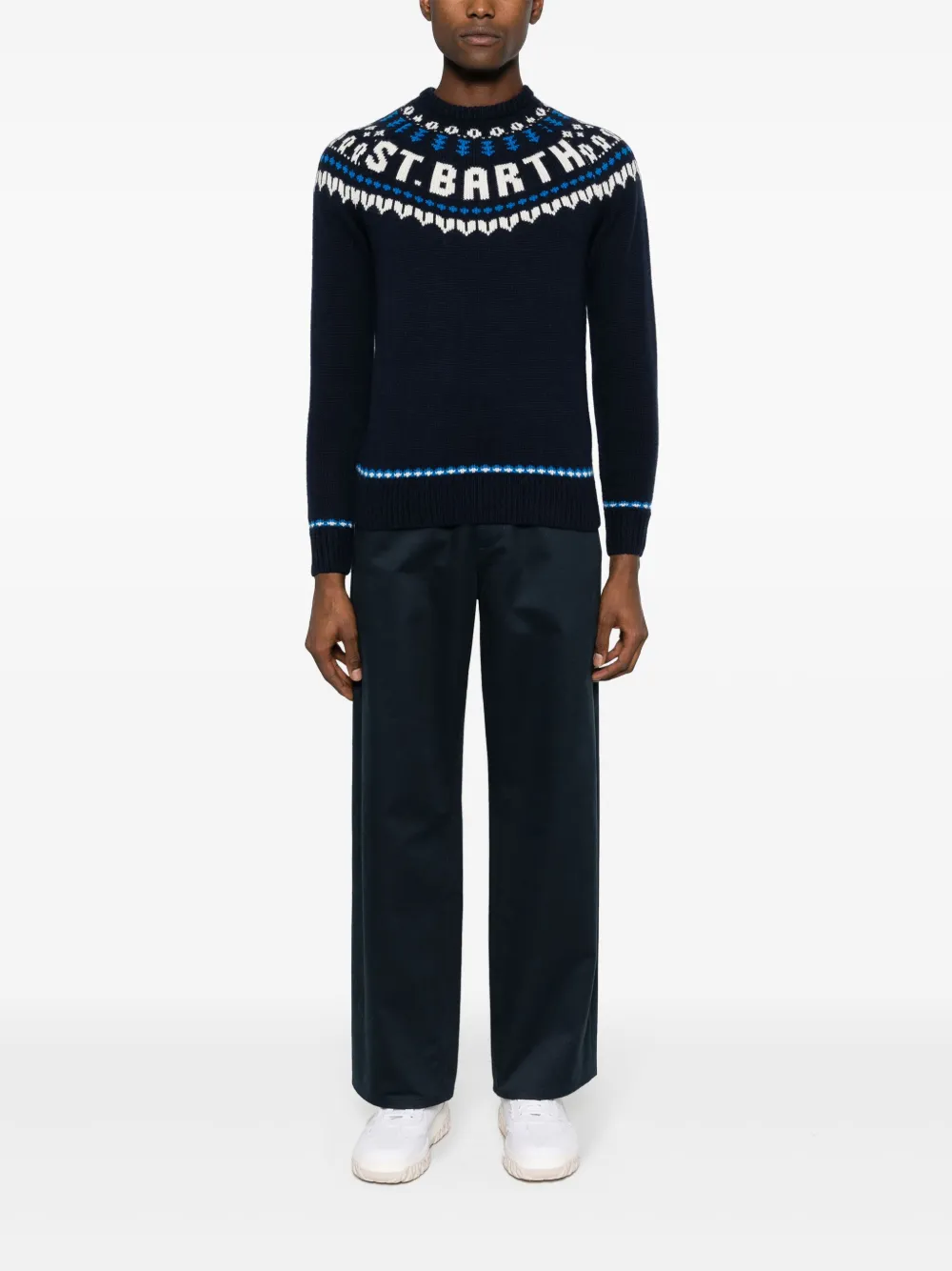 MC2 Saint Barth Fair Isle logo-instarsia knitted jumper - Blauw