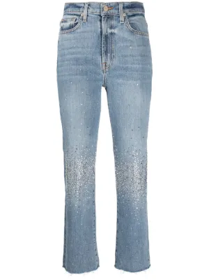 Embellished cropped top jeans