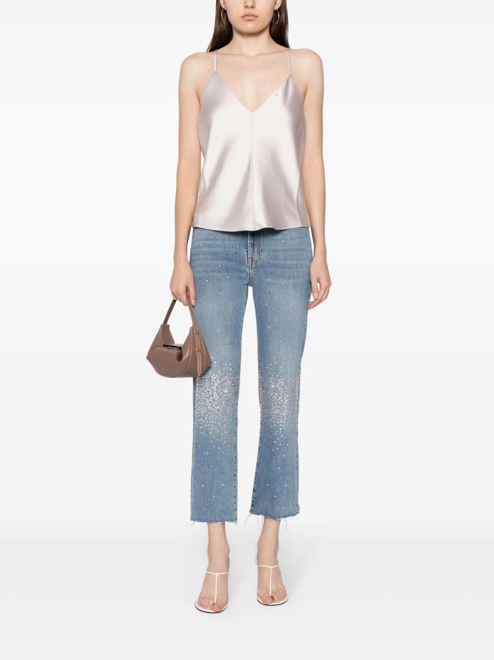 7 For All Mankind crystal-embellished cropped jeans - Blauw