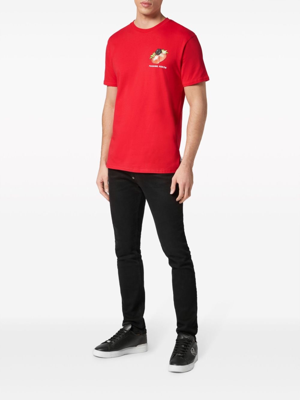 Shop Philipp Plein Tutti Frutti Jersey T-shirt In Red