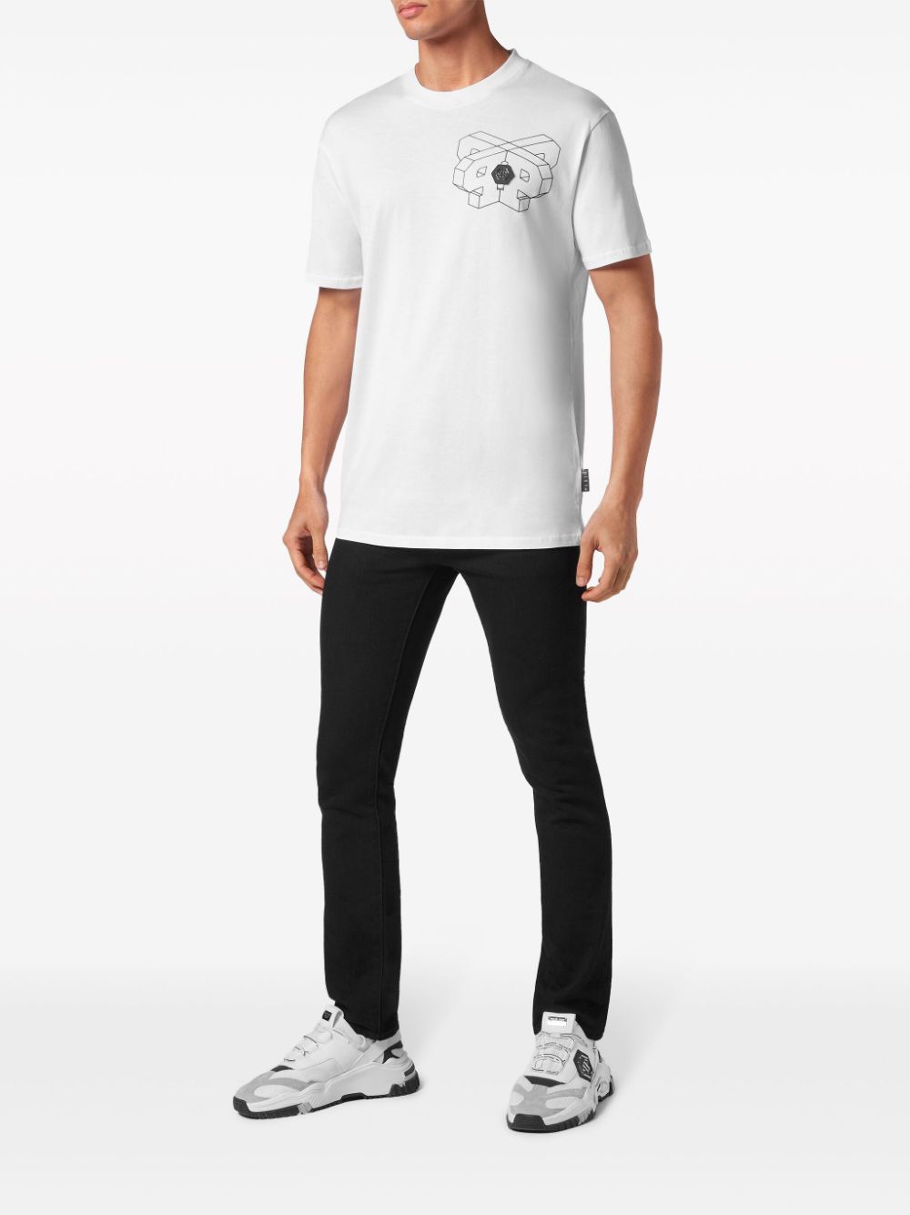 Shop Philipp Plein Wire Frame Cotton T-shirt In White