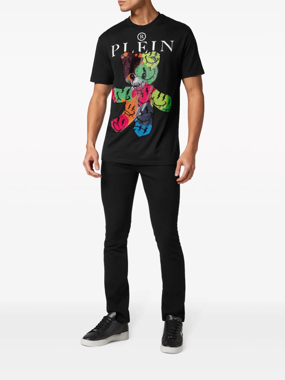 Shop Philipp Plein Teddy Bear Cotton T-shirt In Black