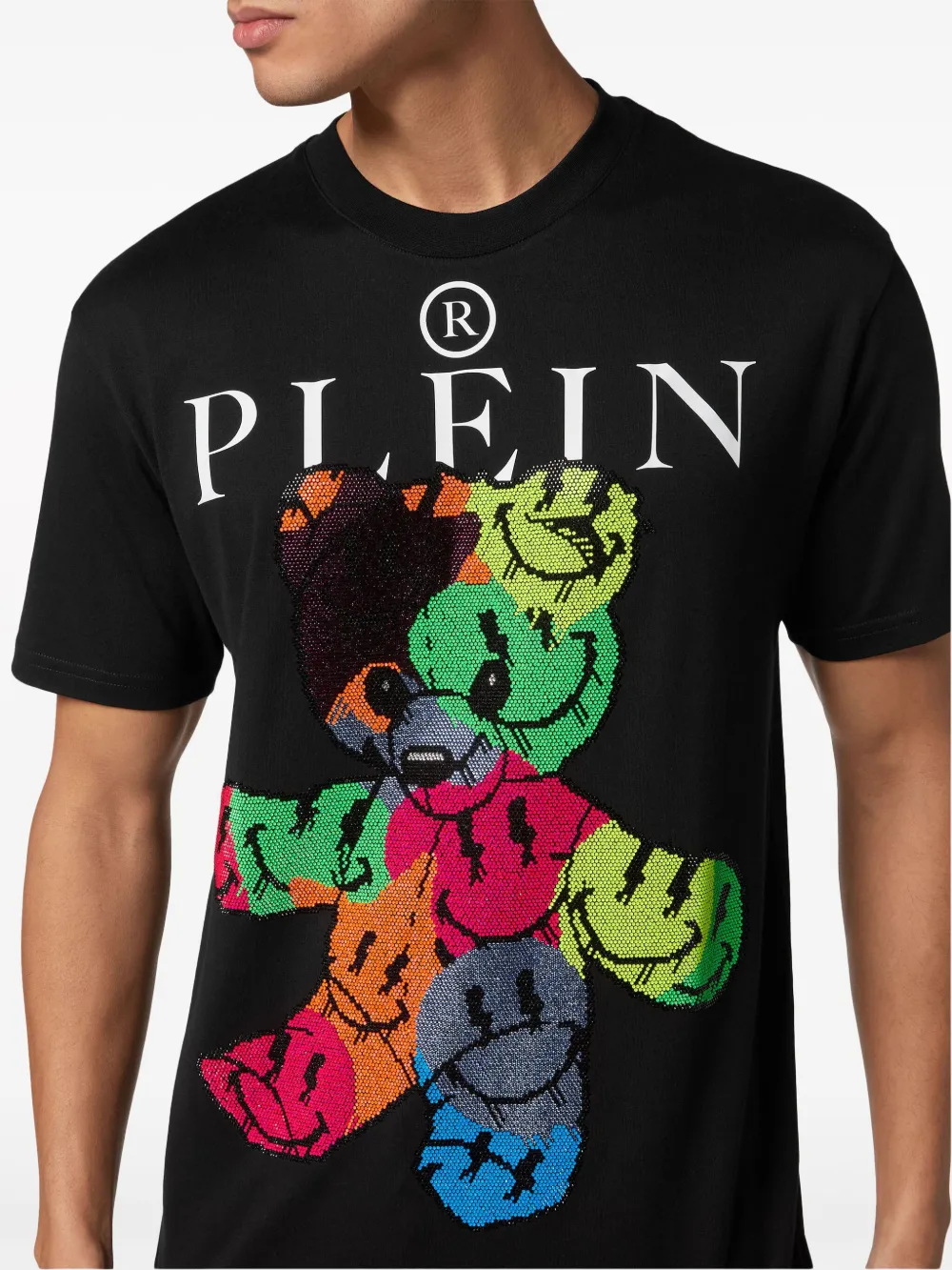 Shop Philipp Plein Teddy Bear Cotton T-shirt In Black