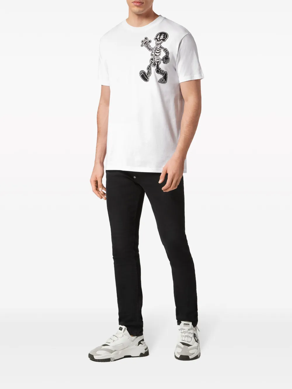 Shop Philipp Plein Skeleton Cotton T-shirt In Weiss