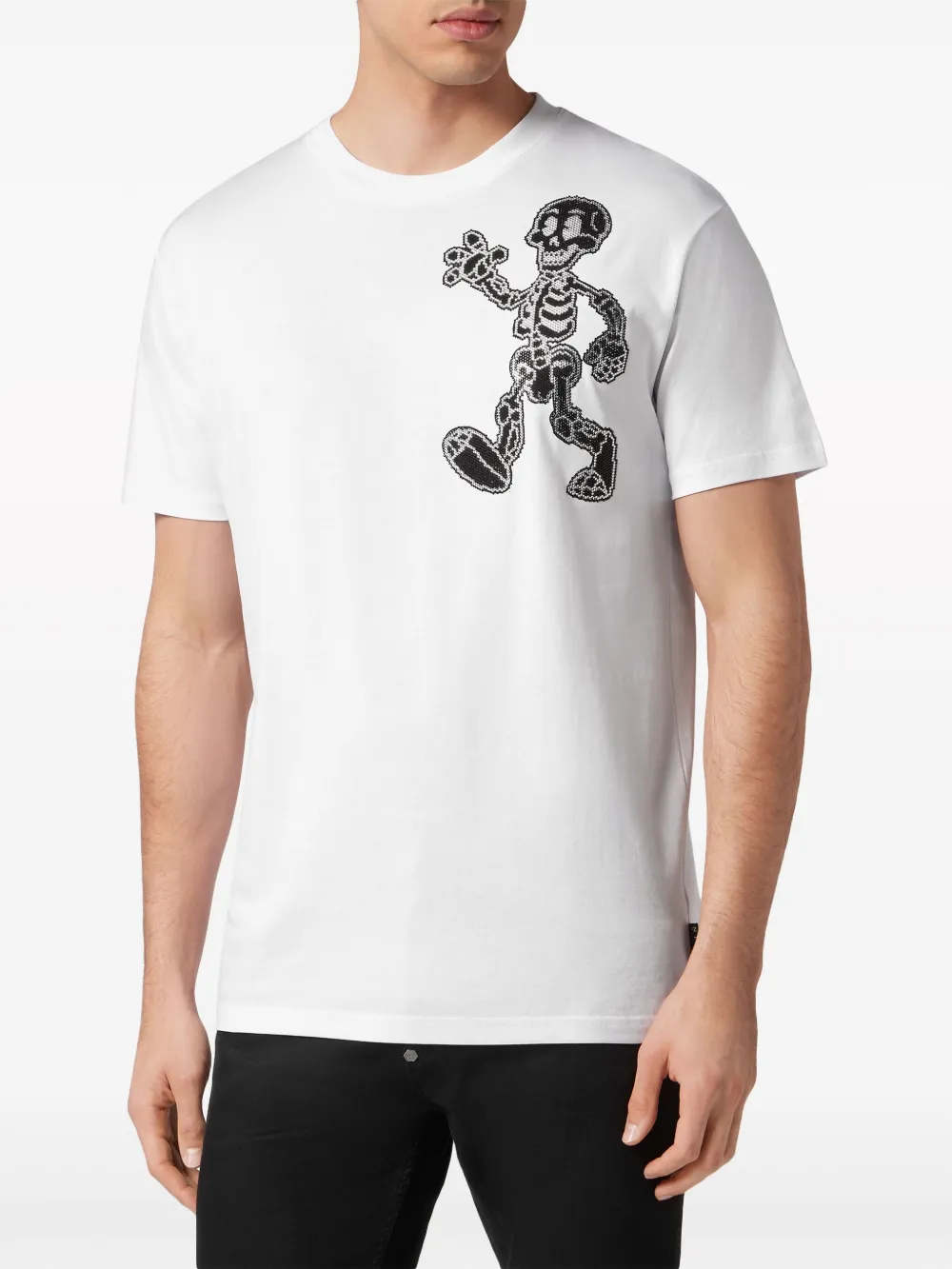 Shop Philipp Plein Skeleton Cotton T-shirt In Weiss