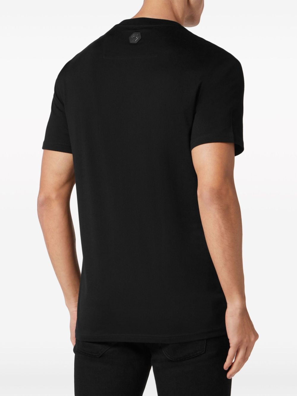 Shop Philipp Plein Rhinestone-skeleton Cotton T-shirt In Black