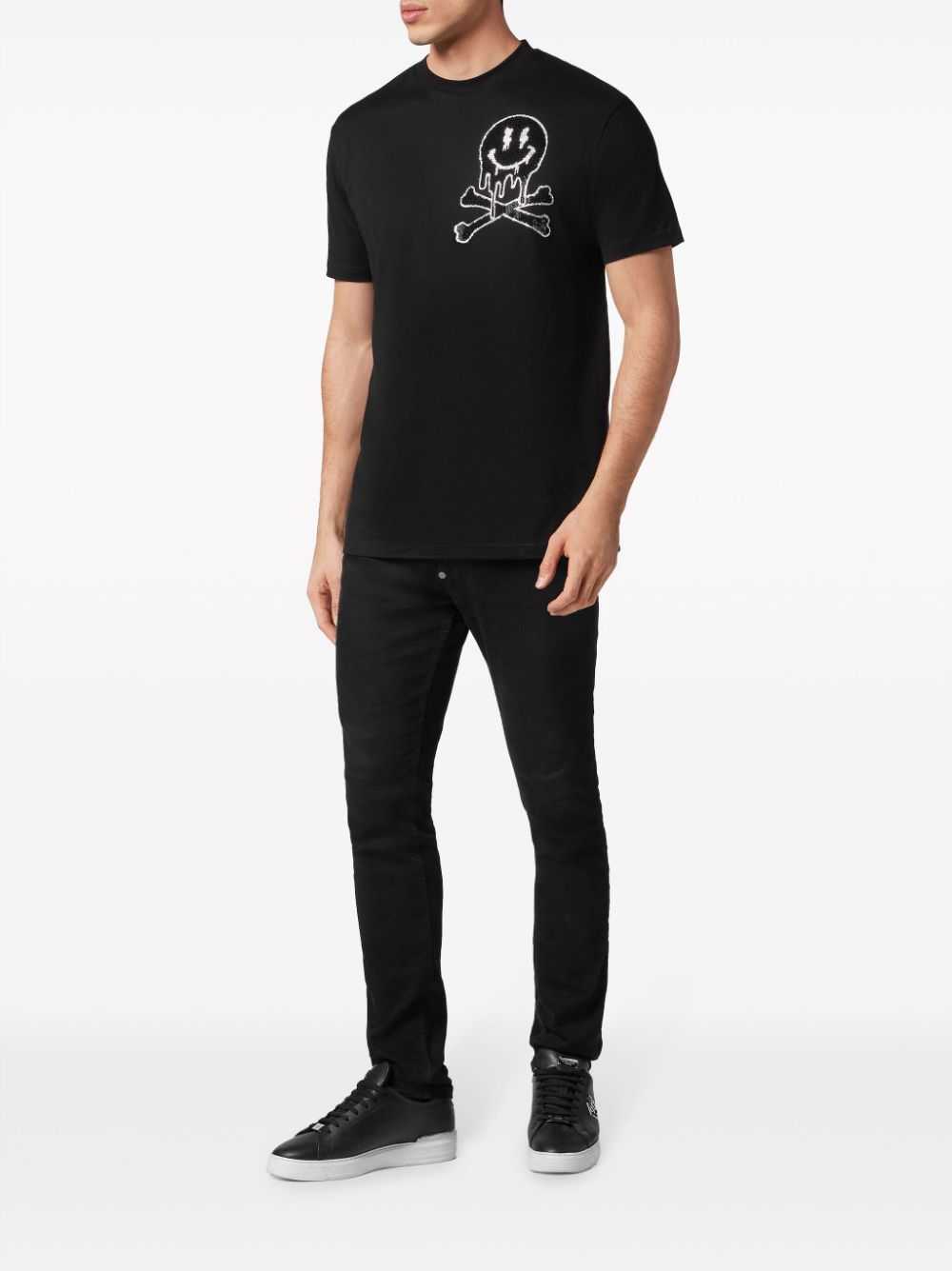 Shop Philipp Plein Skeleton Graphic-print T-shirt In Black
