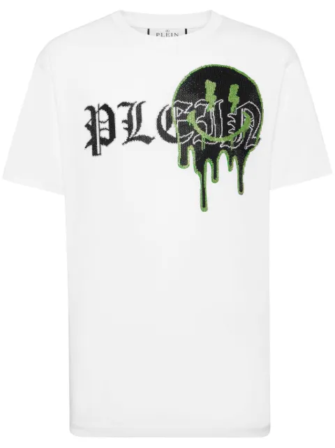 Cheap Philipp Plein Smile rhinestone-embellished cotton T-shirt Men
