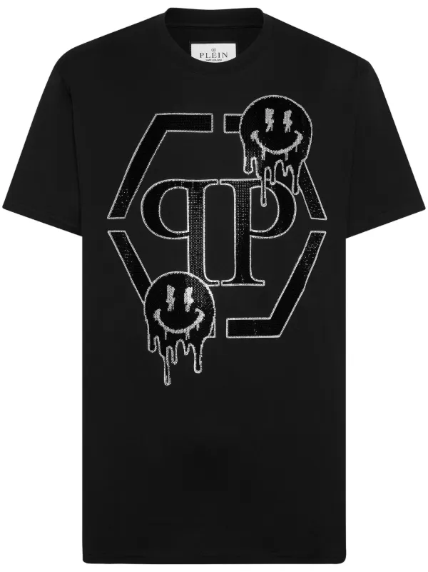 Philipp Plein Smile rhinestone-embellished T-shirt Black FARFETCH IN