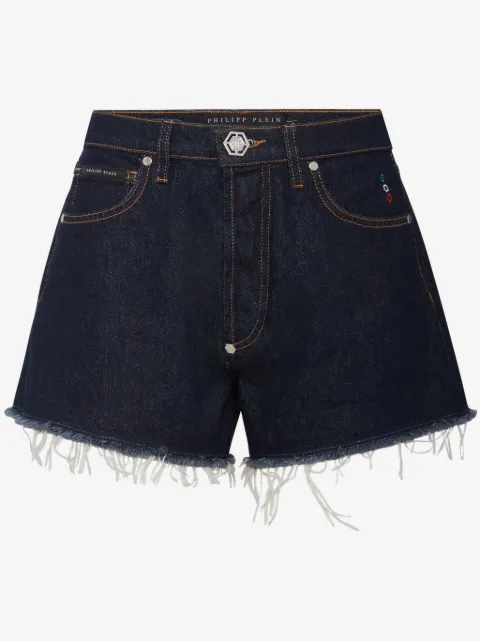 Philipp Plein shorts de mezclilla con aplique del logo
